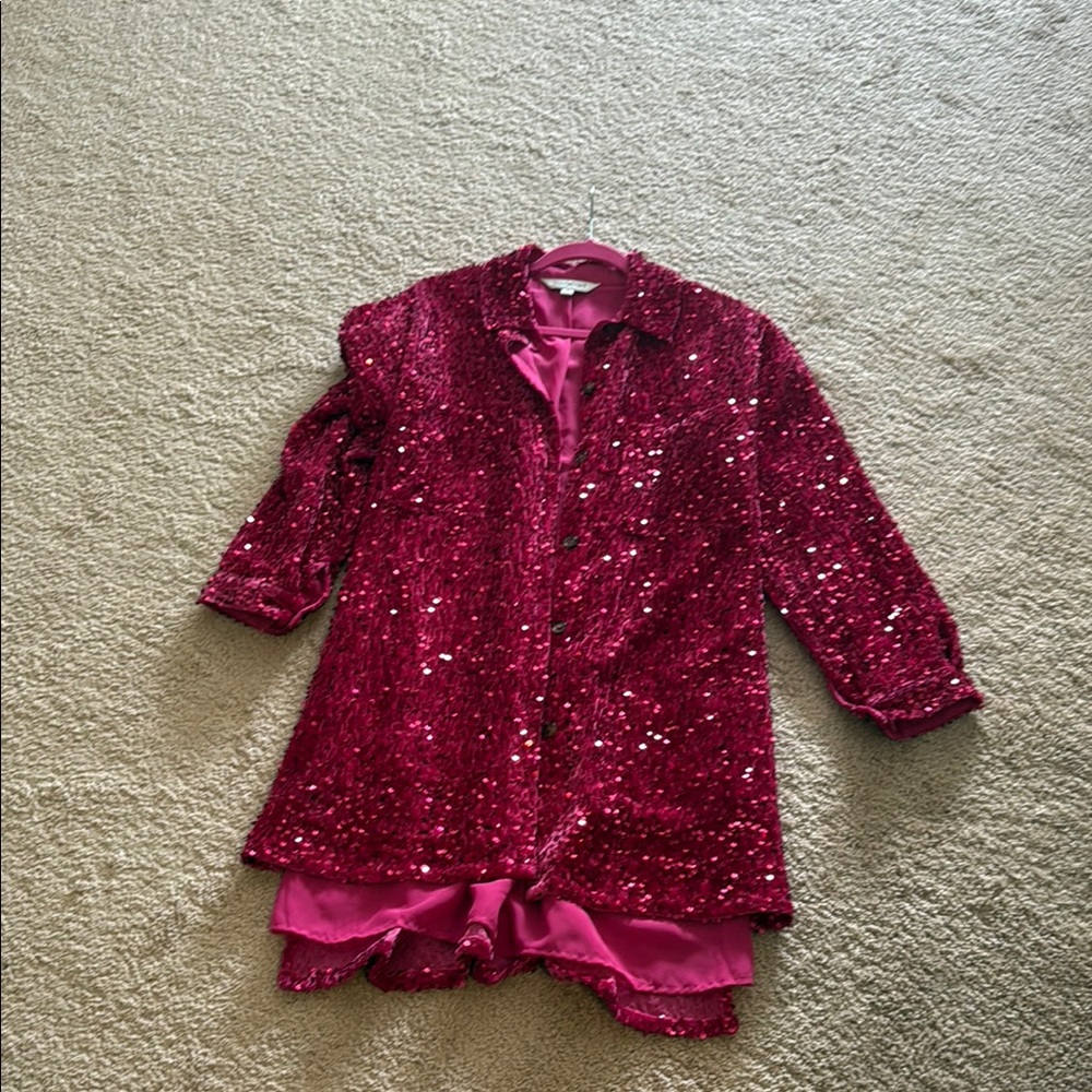 Sparkling Pink Sequin Tunic jacket-  fits like a medium - could be a mini dress